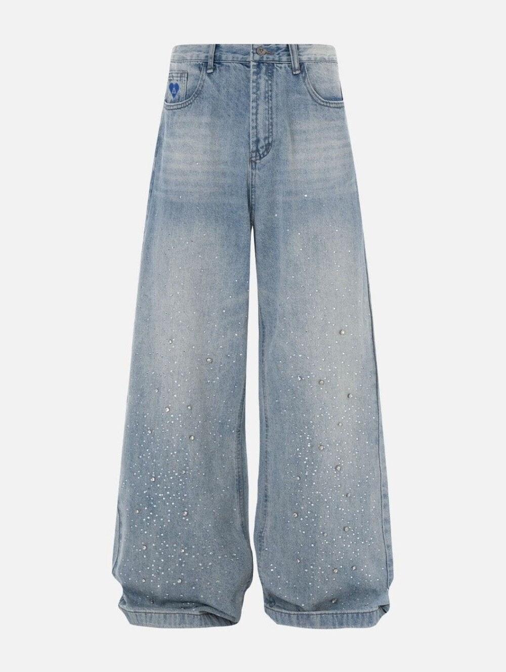 Aelfric Eden Light Blue Relaxed Jeans with Brown Leather Patch